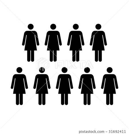 People Icon - Vector Group of Women Team Pictogram People Icon - Vector Group of Women Team Pictogram 31692411