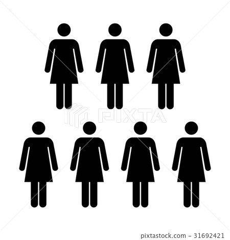People Icon - Vector Group of Women Team Pictogram People Icon - Vector Group of Women Team Pictogram 31692421