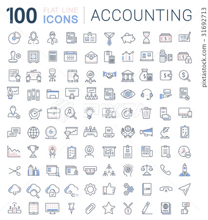 Set Vector Flat Line Icons Accounting and Finance - Stock Illustration ...