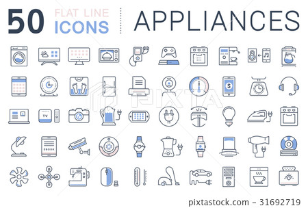 Set Vector Flat Line Icons Appliance 31692719