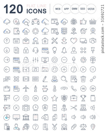 Set Vector Flat Line Icons SEO and Web Design 31692721