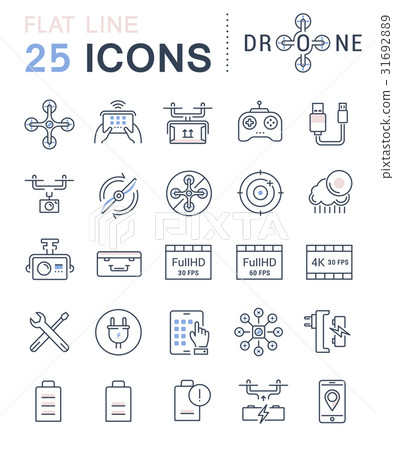 Set Vector Flat Line Icons Drones - Stock Illustration [31692889] - PIXTA