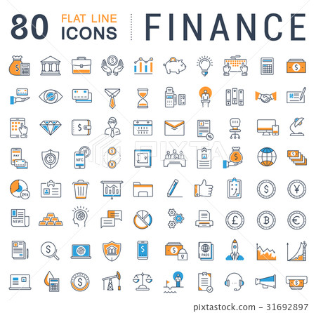 Set Vector Flat Line Icons Finance - Stock Illustration [31692897] - PIXTA