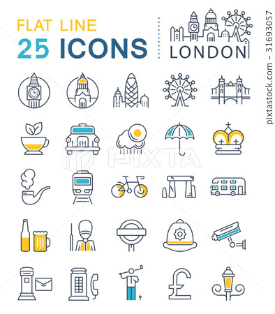 Set Vector Flat Line Icons London - Stock Illustration [31693057] - PIXTA