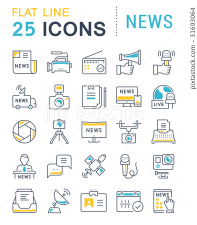 Set Vector Flat Line Icons News - Stock Illustration [31693064] - PIXTA