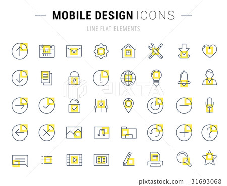 Set Vector Flat Line Icons Mobile Design 31693068