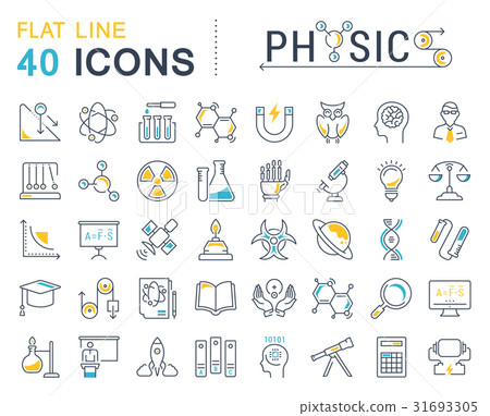 Set Vector Flat Line Icons Physic  31693305