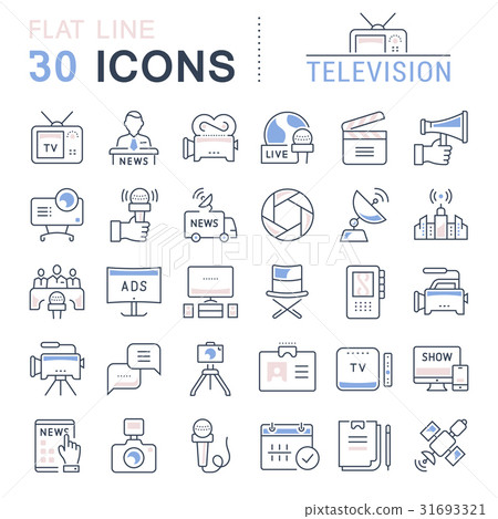 Set Vector Flat Line Icons Television 31693321