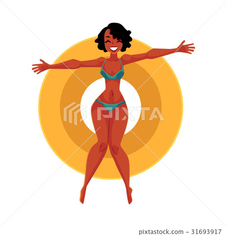Young black girl, woman in bikini floating on Young black girl, woman in bikini floating on 31693917