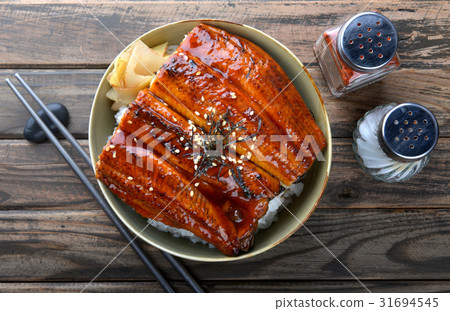 Japanese eel grilled with rice or Unagi don. 31694545