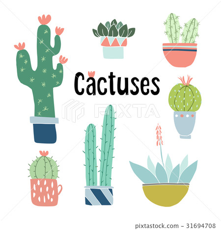 Set of cute hand drawn cactus and succulent plants 31694708