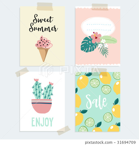 Set of hand drawn summer greeting or journaling Set of hand drawn summer greeting or journaling 31694709