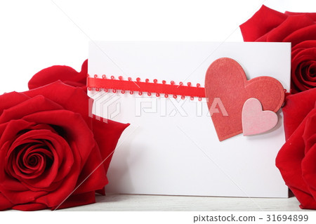 Hearts greeting card with red roses Hearts greeting card with red roses 31694899
