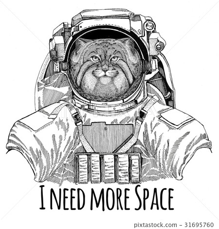 Wild cat Manul wearing space suit Wild animal 31695760