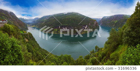 Panorama of Geiranger fjord - Norway Panorama of Geiranger fjord - Norway 31696336