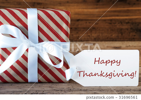 Present With Label, Text Happy Thanksgiving 31696561
