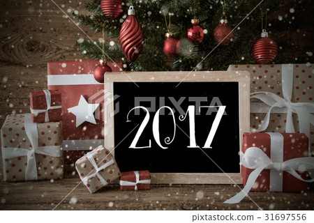 Nostalgic Christmas Tree With 2017, Snowflakes Nostalgic Christmas Tree With 2017, Snowflakes 31697556