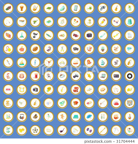 100 interests icons set cartoon vector 31704444