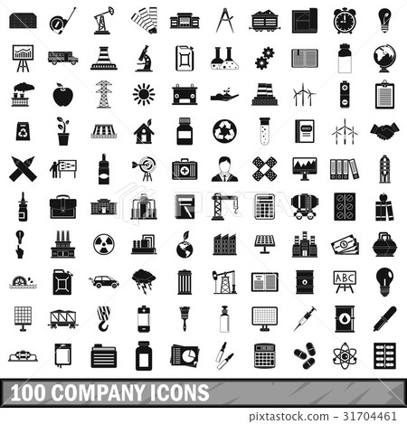 100 company icons set, simple style - Stock Illustration [31704461] - PIXTA