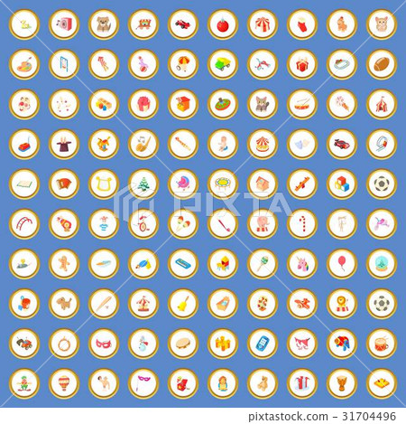 100 toys for kids icons set cartoon vector 100 toys for kids icons set cartoon vector 31704496