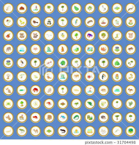 100 nature and landscape icons set cartoon vector 100 nature and landscape icons set cartoon vector 31704498