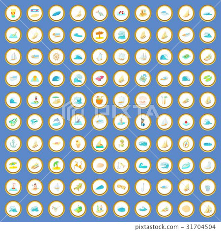 100 water recreation icons set cartoon vector 31704504