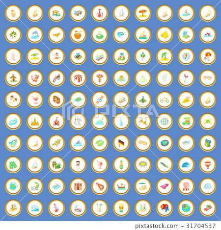 100 travel time icons set cartoon vector 100 travel time icons set cartoon vector 31704537