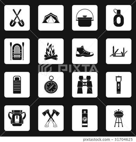 Recreation tourism icons set squares vector Recreation tourism icons set squares vector 31704625