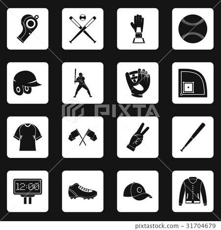 Baseball icons set squares vector Baseball icons set squares vector 31704679