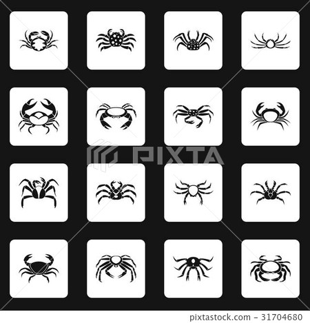 Various crab icons set squares vector Various crab icons set squares vector 31704680