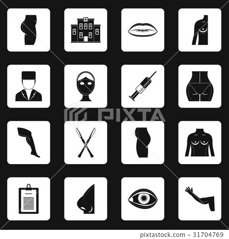 Plastic surgeon icons set squares vector Plastic surgeon icons set squares vector 31704769