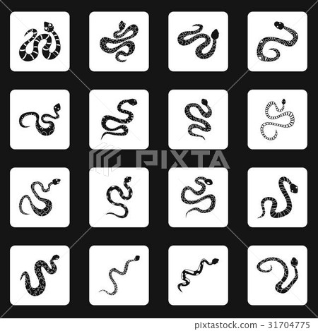 Snake icons set squares vector-插圖素材 [31704775] - PIXTA圖庫