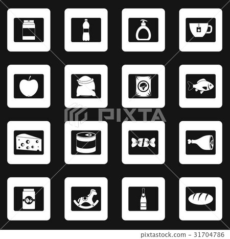 Shop navigation foods icons set squares vector Shop navigation foods icons set squares vector 31704786