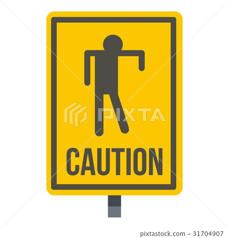 Yellow caution zombie sign icon isolated Yellow caution zombie sign icon isolated 31704907