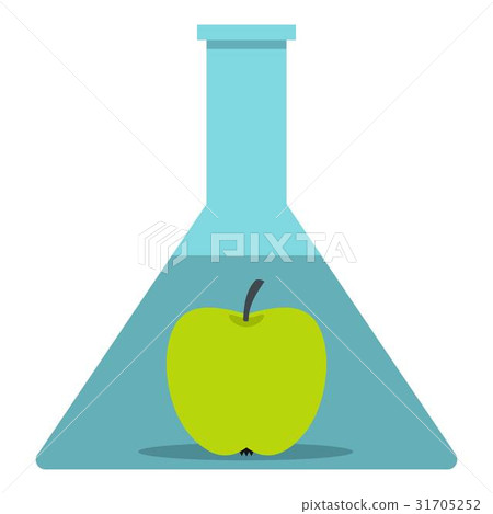 Green apple in glass test flask icon isolated 31705252