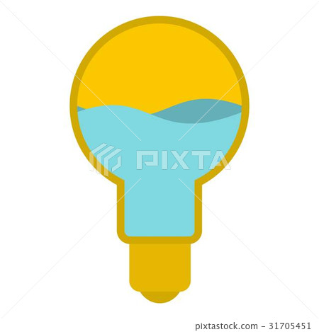 Yellow light bulb with blue water inside icon Yellow light bulb with blue water inside icon 31705451