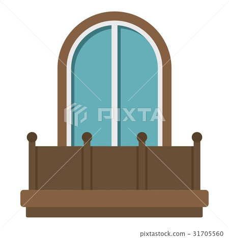 Retro balcony with an arched window icon isolated - Stock Illustration ...