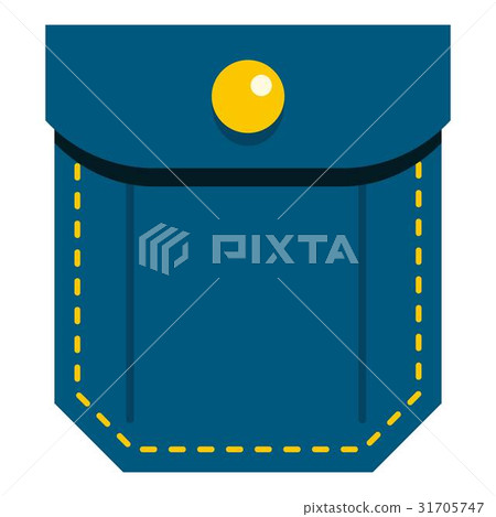 Blue pocket with yellow button icon isolated - Stock Illustration ...