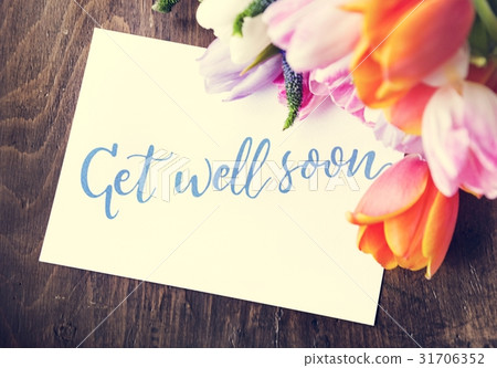 Tulips Flowers Bouquet with Get Well Soon Wishing Card Tulips Flowers Bouquet with Get Well Soon Wishing Card 31706352