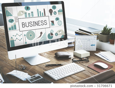 Illustration of financial marketing business plan on computer Illustration of financial marketing business plan on computer 31706671
