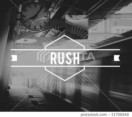 Train Station Platform Rush Hour Black and White Style Train Station Platform Rush Hour Black and White Style 31706848