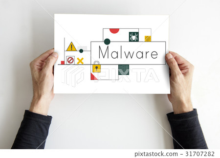 Hands holding network graphic overlay banner 31707282