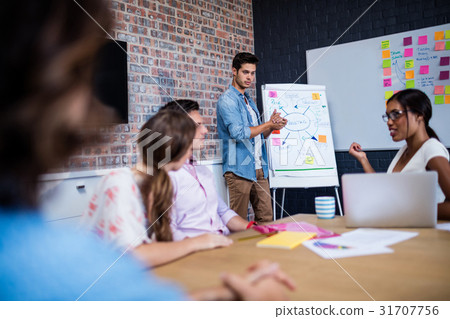 Manager leading a meeting with a group of creative designers 31707756