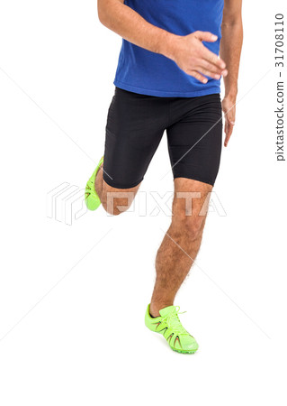 Male athlete running on white background 31708110
