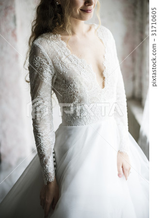 Attractive Beautiful Bride in a Wedding White Dress 31710605