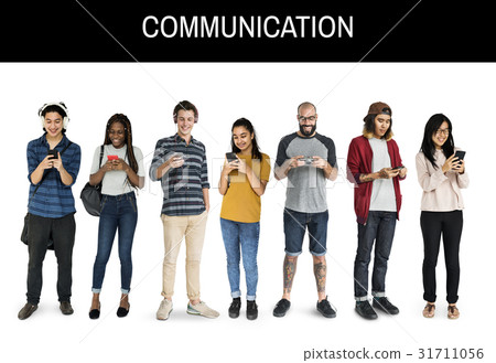 Diverse of People Using Digital Devices Communication Studio Isolated 31711056