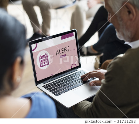Illustration of personal organizer reminder calendar on laptop 31711288