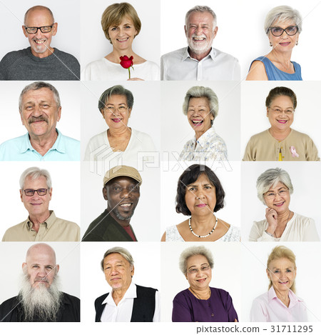 Set of Diversity Senior Adult People Face Expression Studio Collage Set of Diversity Senior Adult People Face Expression Studio Collage 31711295