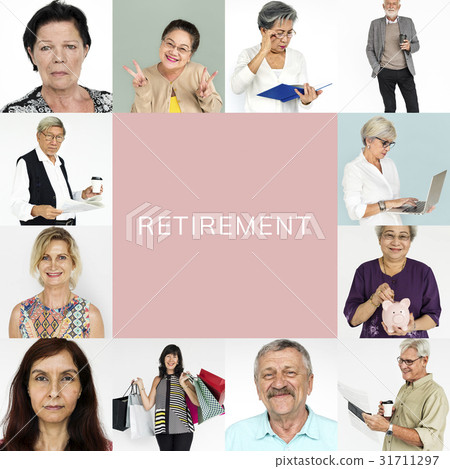 Senior Adult Enjoying Retirement Life Studio Portrait Collage 31711297