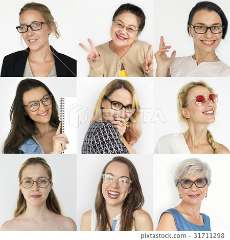People Set of Diversity Women Wearing Eyeglasses Studio Collage People Set of Diversity Women Wearing Eyeglasses Studio Collage 31711298